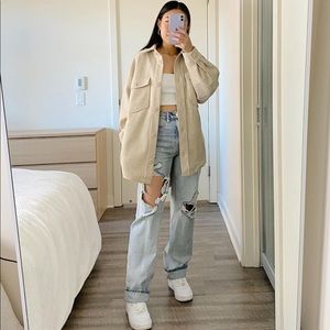 Stradivarius oversized shacket beige factoryoutlet